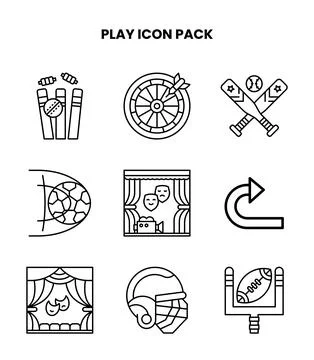 Play Line Icons Pack Stock-Illustration