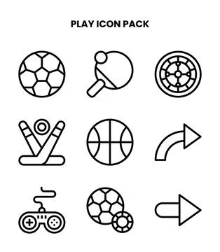 Play Line Scalable Icons Pack Stock Illustration