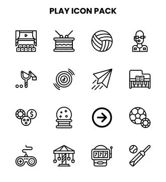 Play Line Scalable Icons Pack 스톡 일러스트