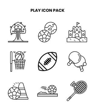 Play Line Set Icons Pack 스톡 일러스트