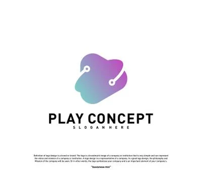 Play logo design concept. Planet Play logo template vector. Icon Symbol Illustrazione stock