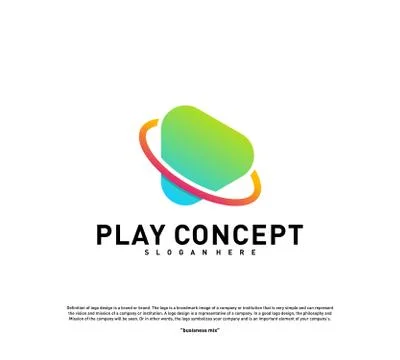 Play logo design concept. Planet Play logo template vector. Icon Symbol Stock Illustration