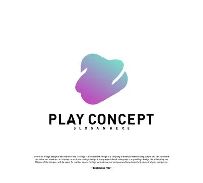 Play logo design concept. Planet Play logo template vector. Icon Symbol Stock Illustration