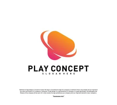 Play logo design concept. Planet Play logo template vector. Icon Symbol Stock Illustration