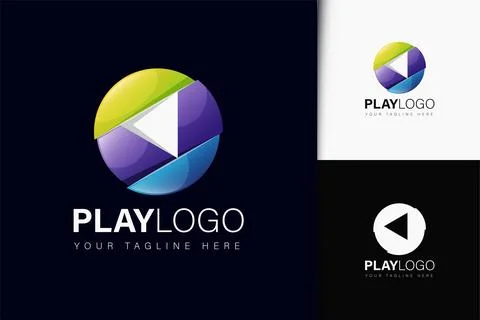 Play logo design with gradient Stock Illustration