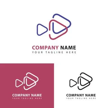 Play Media Logo Design Template Stock Illustration