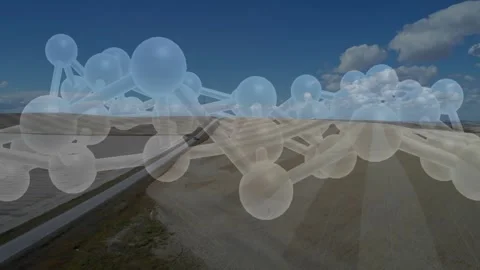 On play, molecular 3D structure shifting downward, drifting forward, revealing Stock Footage 329869449