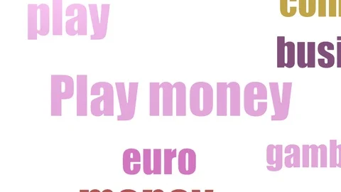 Play Money Tagcloud Animated Isolated On White Stock Footage 107247329