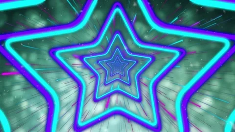 On play nested 5-pointed stars pulsing, rotating as radial streaks sweeping, Stock Footage 321318772