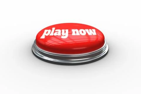 Play now on digitally generated red push button Stock Illustration
