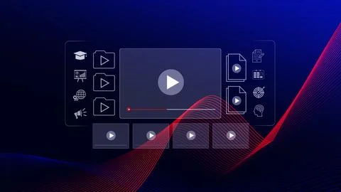 Play online video and streaming online concept. showing digital media strea.. Stock Illustration