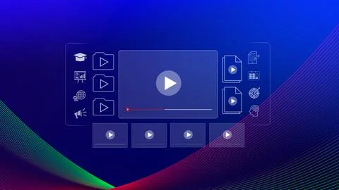 Play online video and streaming online concept. showing digital media strea.. Stock Illustration