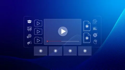 Play online video and streaming online concept. showing digital media strea.. Stock Illustration