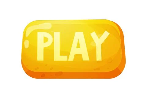 Play or start button in funny cartoon style isolated on white background. Game Stock Illustration