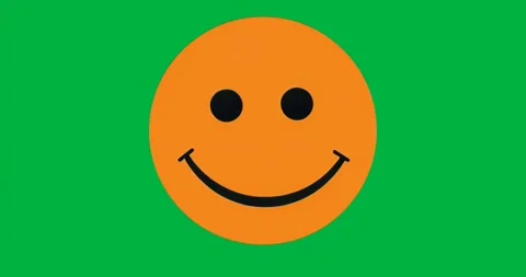 On play orange smiley staying centered with glitch pulsing cyan glow over Stock Footage 317362542