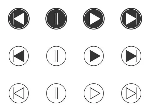 Play, pause, forward, backward icons set Stock Illustration