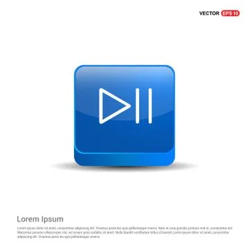 Play Pause Icon - 3d Blue Button Stock Illustration