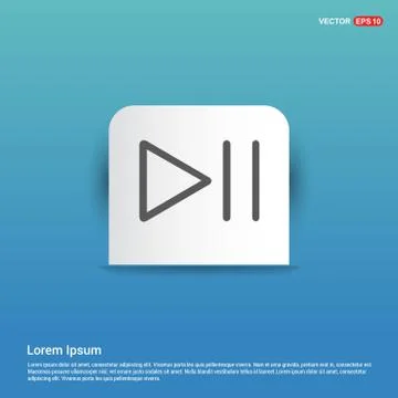 Play pause icon - Blue Sticker button Stock Illustration