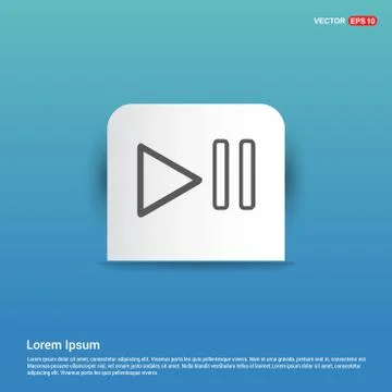 Play pause icon - Blue Sticker button Stock Illustration