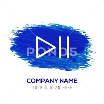 Play Pause Icon - Blue watercolor background: Royalty Free #96802170