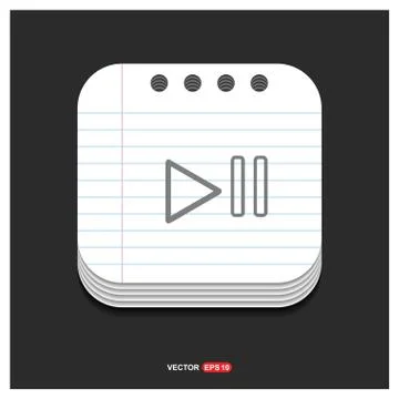 Play pause icon Gray icon on Notepad Style template Vector EPS 10 Free Icon 스톡 일러스트