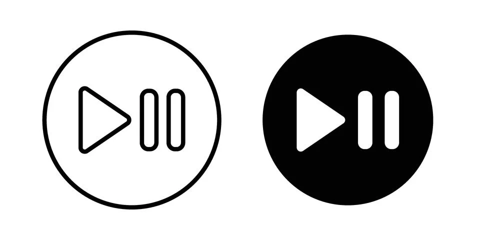 Play pause icon Illustration set. Vector Eps10 for apps Stock Illustration