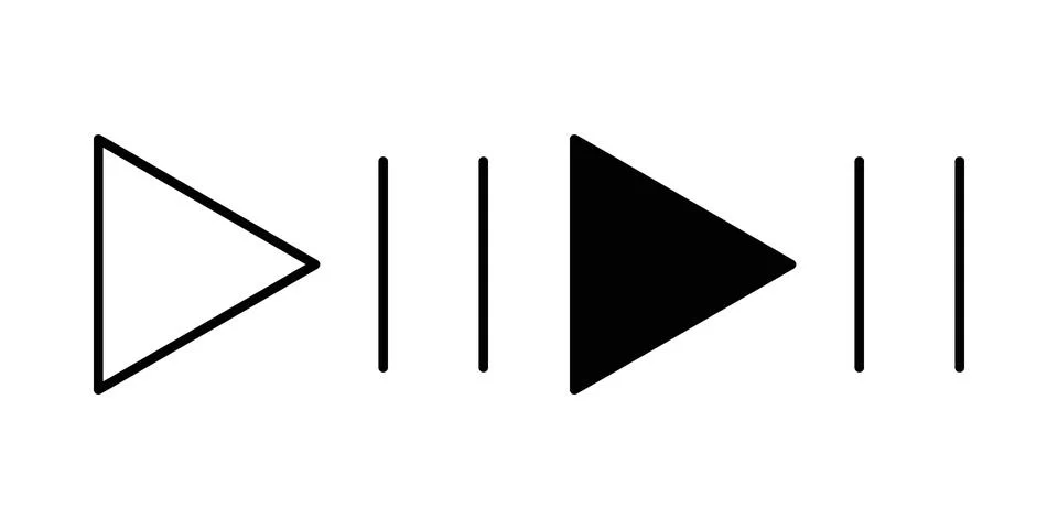 Play pause icon. Outline, flat icons Stock Illustration