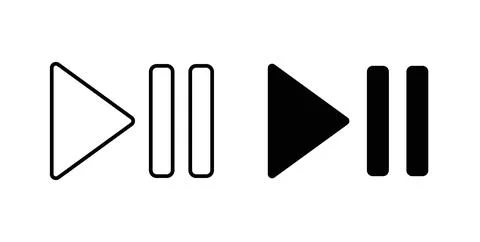 Play pause icon symbol, outline icons Stock Illustration