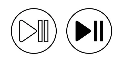 Play pause icon symbol. Vector illustration pack in black color. Stock Illustration