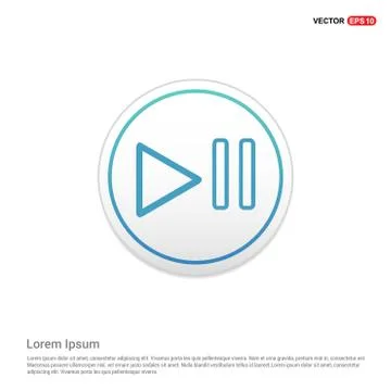 Play pause icon - white circle button Illustrazione stock