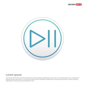 Play Pause Icon - white circle button Stock Illustration