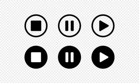 Play, pause, stop, forward button set. Media player concept. Vector on isolat Stock Illustration