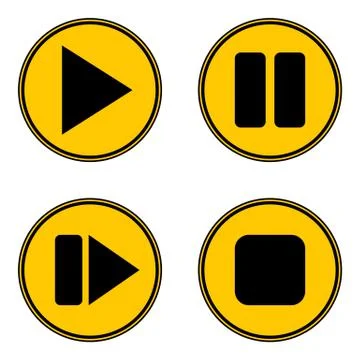 Play, pause, stop, forward buttons set. Stock Illustration
