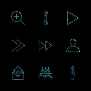 Play,  pencil ,  cake , user interface icons , arrows , navigation , eps icon 스톡 일러스트