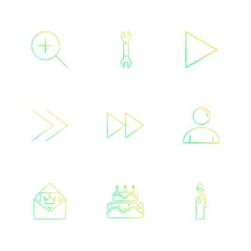 Play,  pencil ,  cake , user interface icons , arrows , navigation , eps icon 스톡 일러스트