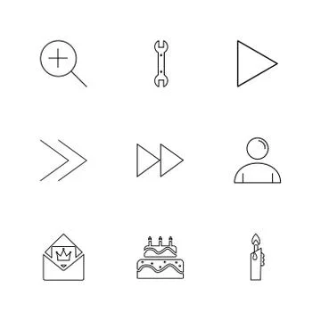 Play,  pencil ,  cake , user interface icons , arrows , navigation , eps icon 스톡 일러스트