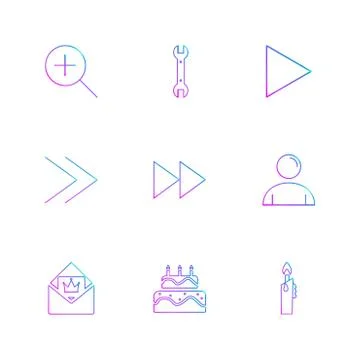 Play,  pencil ,  cake , user interface icons , arrows , navigation , eps icon 스톡 일러스트