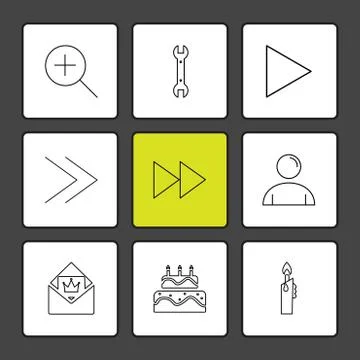 Play,  pencil ,  cake , user interface icons , arrows , navigation , eps icon 스톡 일러스트