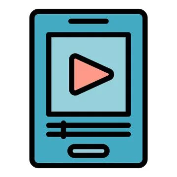 Play phone video icon vector flat イラスト素材