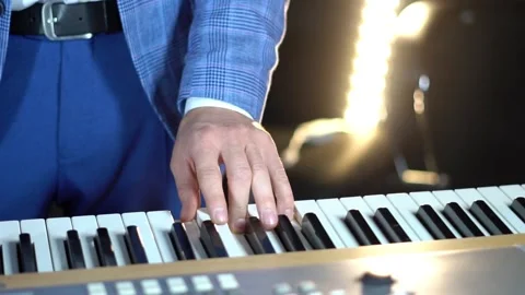 Play the piano in a recording Studio Stock Footage 136997238