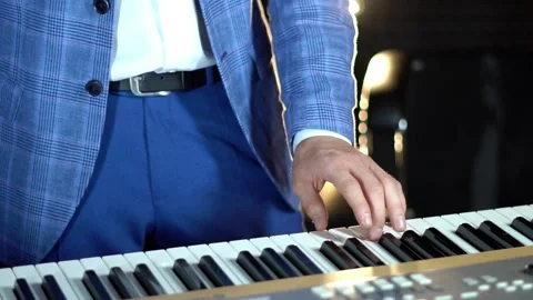 Play the piano in a recording Studio Stock Footage 137453539