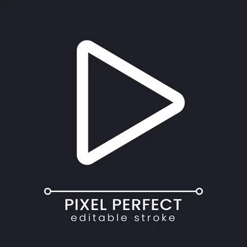Play pixel perfect white linear ui icon for dark theme Ilustração Stock