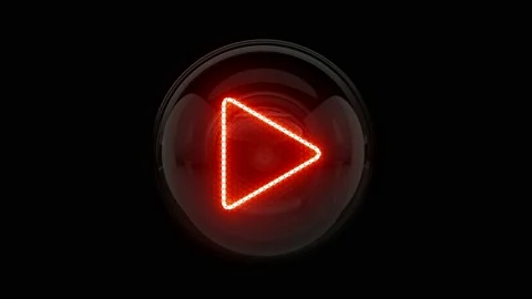 Play. Play button. Play Icon. Play reveal. Nixie tube indicator. Stock Footage 171060466