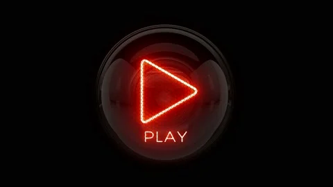 Play. Play button. Play Icon. Play reveal. Nixie tube indicator. Stock Footage 171060652