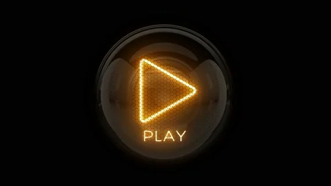 Play. Play button. Play Icon. Play reveal. Nixie tube indicator. Stock Footage 171060684