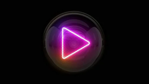 Play. Play reveal. Play button. Play Icon. Nixie tube indicator. Stock Footage 171060486