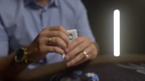 Play poker game on a grey table Stock Footage 199200198