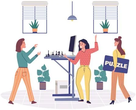Play puzzle. Enjoy gaming experience and have fun with friends Illustrazione stock