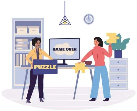 Play puzzle. Solving puzzles requires combination logical thinking and Stock Illustration