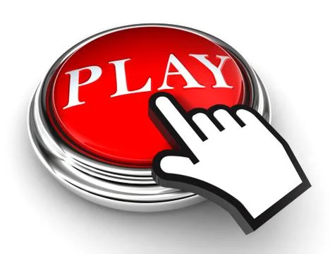 Play red button and pointer hand Stock Illustration